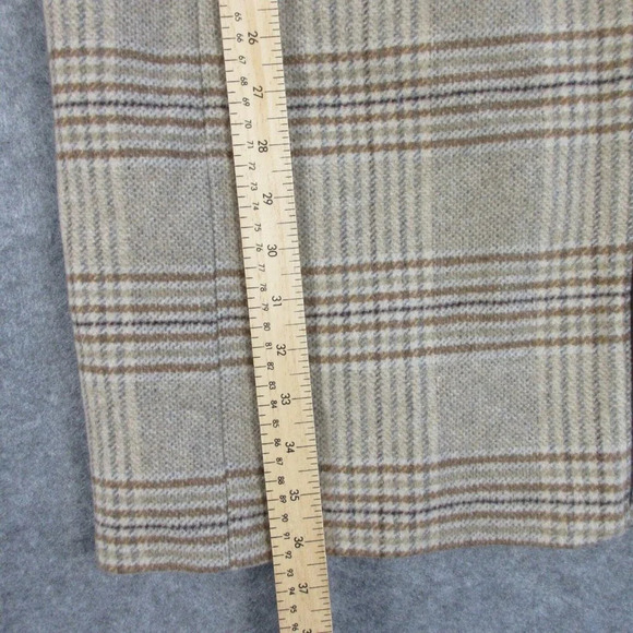 DKNY Women's Plaid Wool-Blend Pea Coat Academia Collar Outwear Jacket Tan M 1198 - Picture 12 of 14